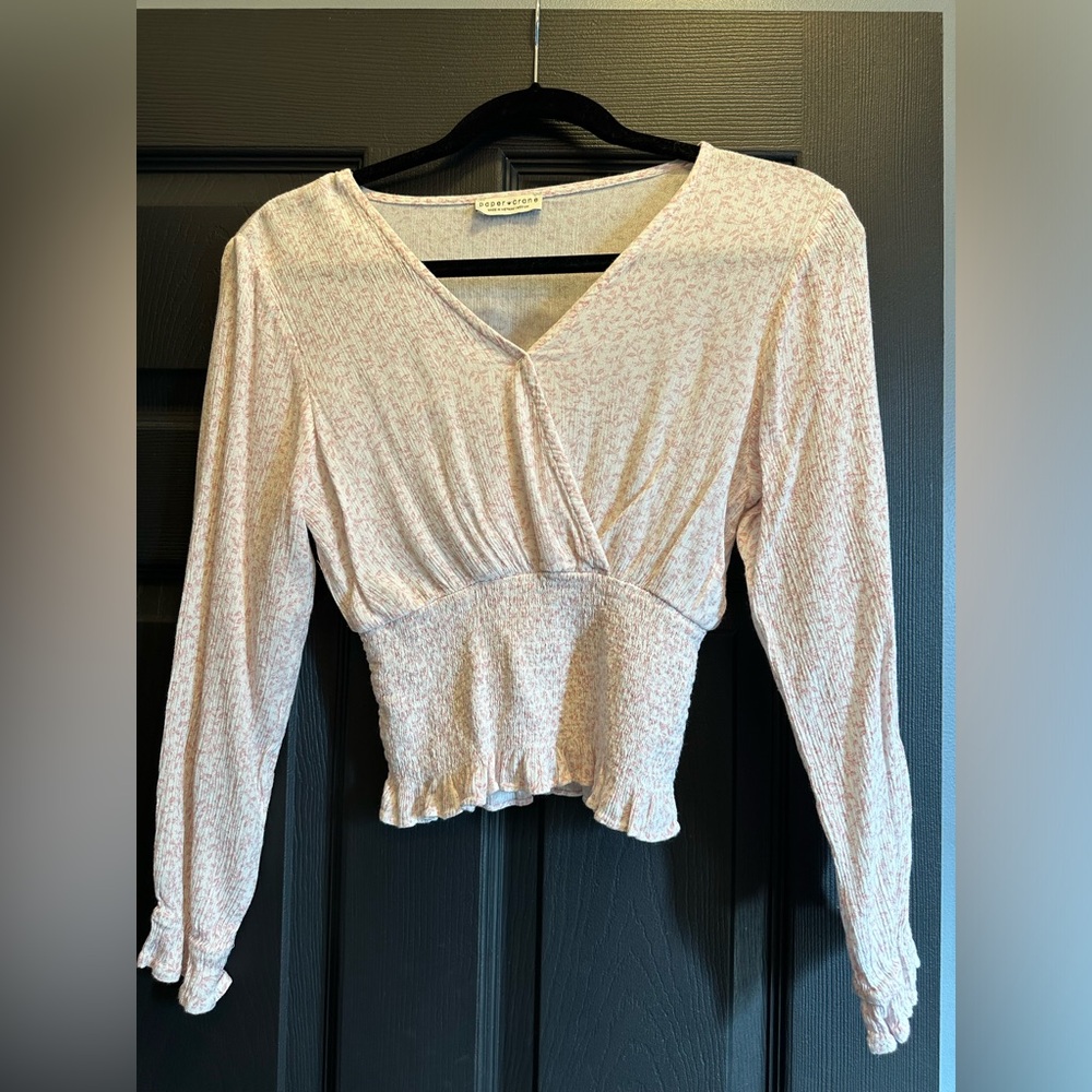 Crop top blouse pink and white